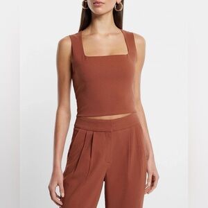 Express Women's Square Neck Cropped Tank Side Zipper Bullion Size XS - NWT $58